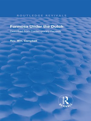 cover image of Formosa Under the Dutch